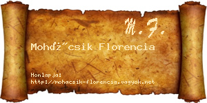 Mohácsik Florencia névjegykártya